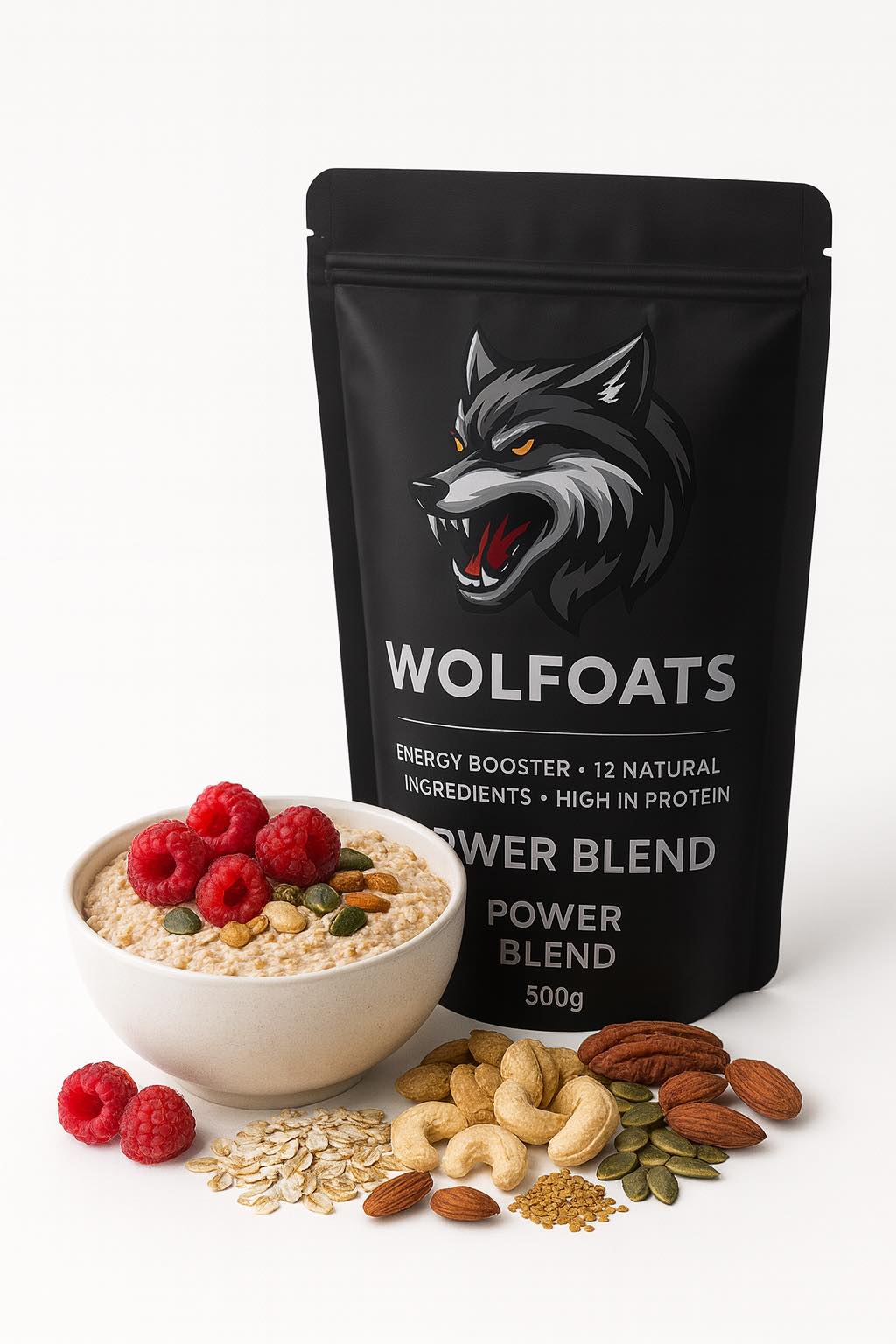 WOLFOATS Power Blend – Natural Energy Booster (500g)